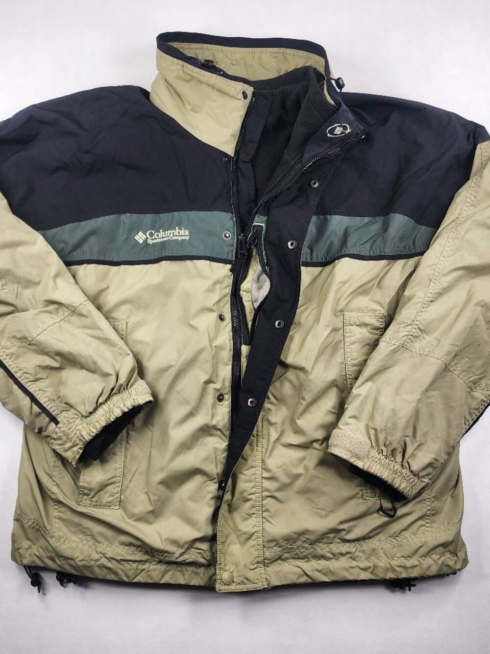 Vintage Columbia Men's L Large Bugaboo Interchange Jacket Green Black Full Zip